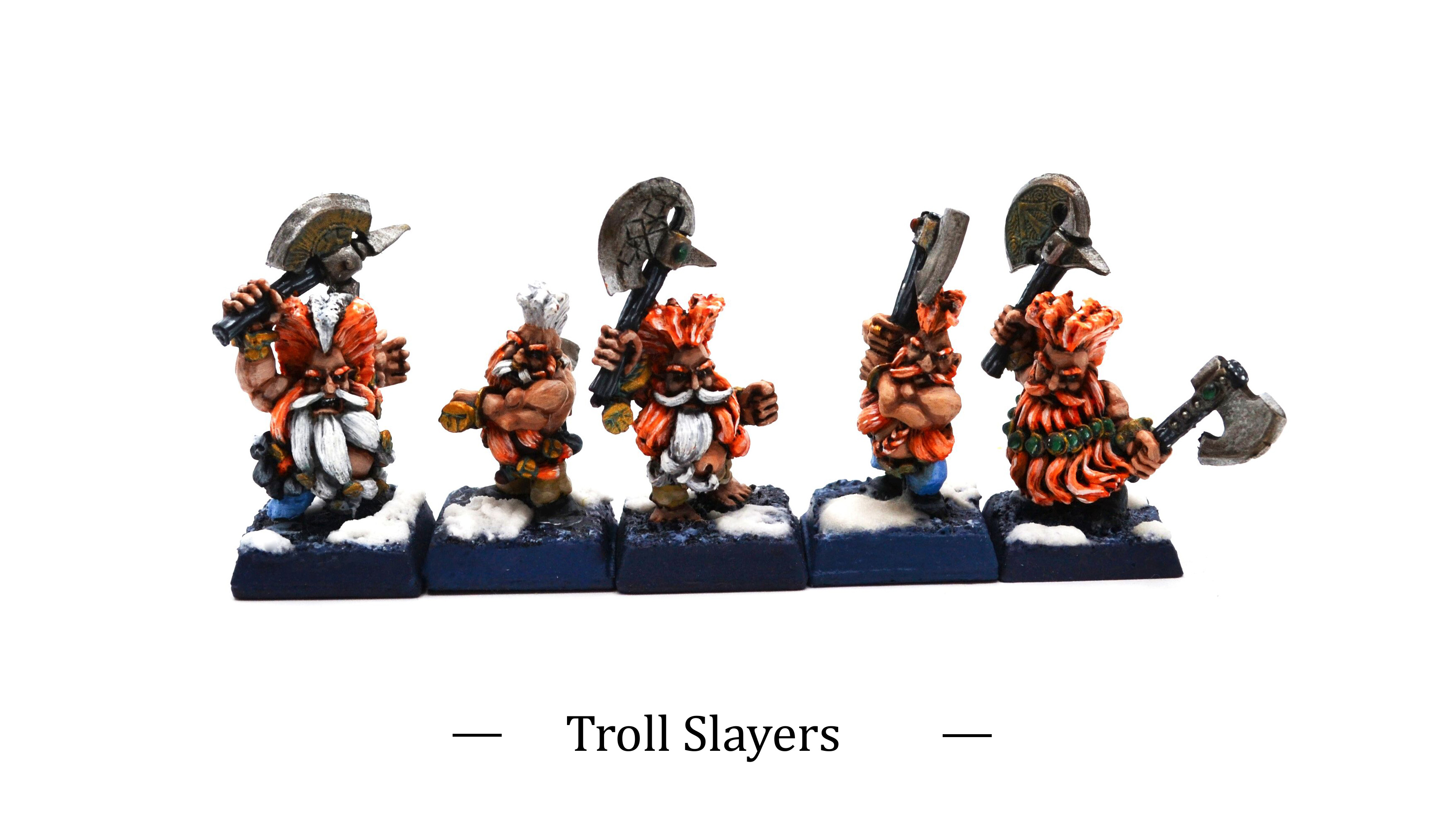 Warhammer Old World Dwarfen Mountain Holds Troll Slayers miniatures painted by commission painter.